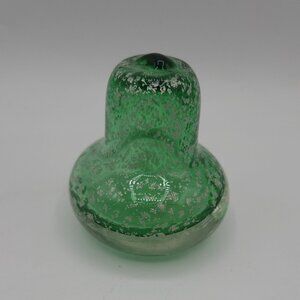 Green Art Glass Pear Shaped Paper Weight with Silver Specks